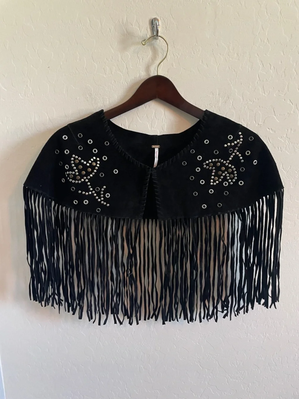 Free People Lights Out Suede Embellished Cape